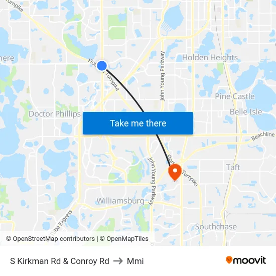 S Kirkman Rd & Conroy Rd to Mmi map