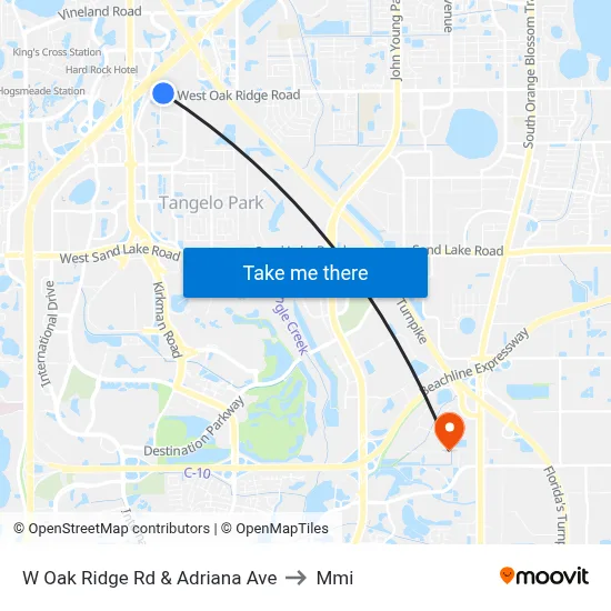 W Oak Ridge Rd & Adriana Ave to Mmi map