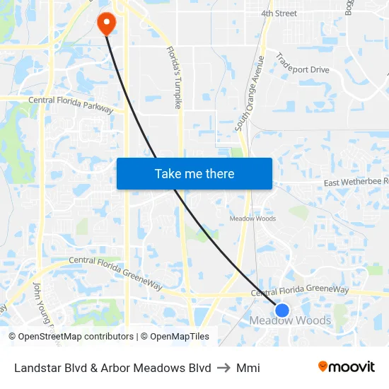 Landstar Blvd & Arbor Meadows Blvd to Mmi map