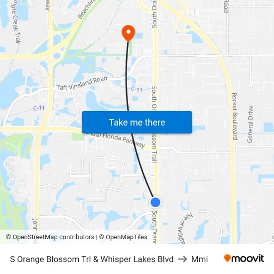 S Orange Blossom Trl & Whisper Lakes Blvd to Mmi map