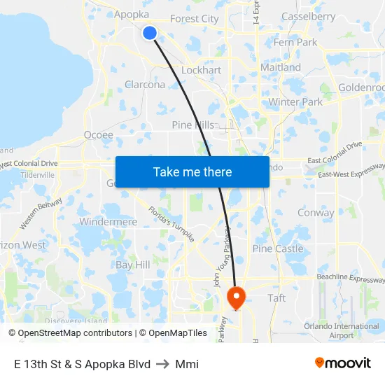 E 13th St & S Apopka Blvd to Mmi map