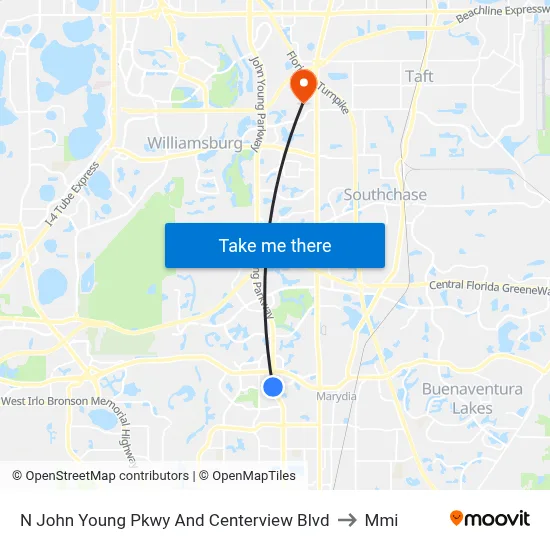N John Young Pkwy And Centerview Blvd to Mmi map