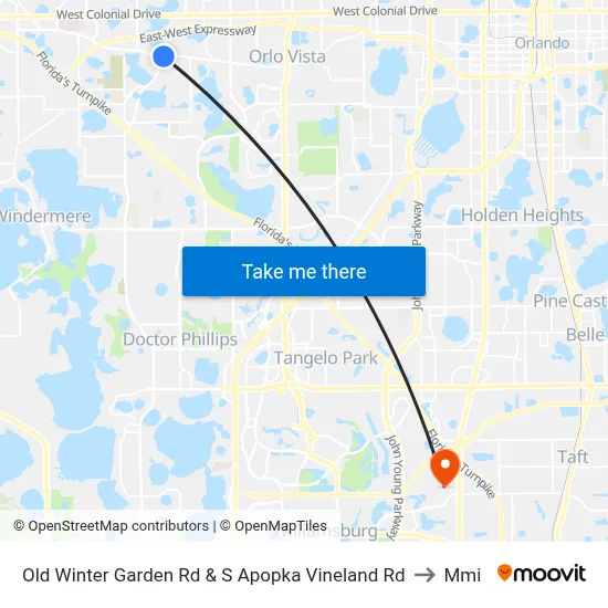 Old Winter Garden Rd & S Apopka Vineland Rd to Mmi map