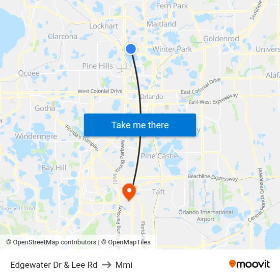Edgewater Dr & Lee Rd to Mmi map