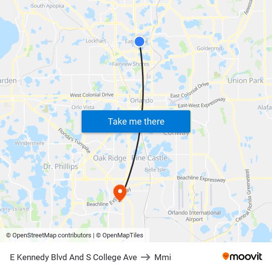 E Kennedy Blvd And S College Ave to Mmi map