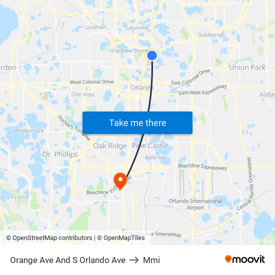 Orange Ave And S Orlando Ave to Mmi map