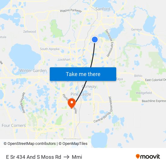 E Sr 434 And S Moss Rd to Mmi map