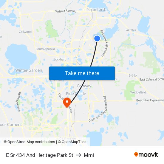 E Sr 434 And Heritage Park St to Mmi map