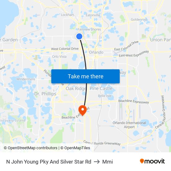 N John Young Pky And Silver Star Rd to Mmi map
