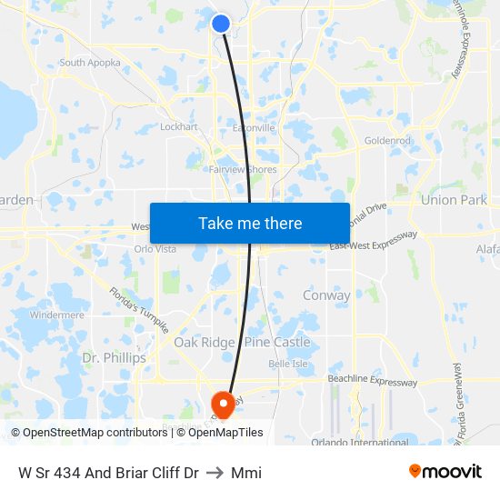 W Sr 434 And Briar Cliff Dr to Mmi map