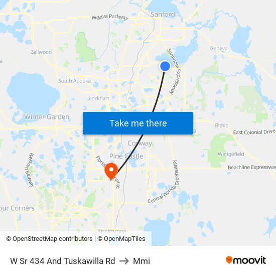 W Sr 434 And Tuskawilla Rd to Mmi map