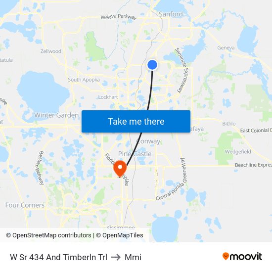 W Sr 434 And Timberln Trl to Mmi map