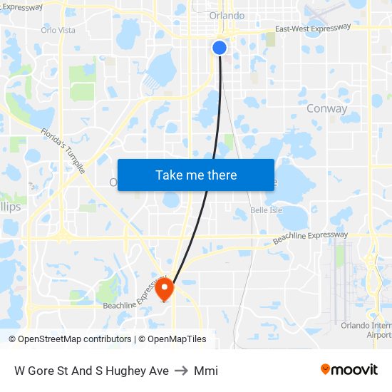 W Gore St And S Hughey Ave to Mmi map