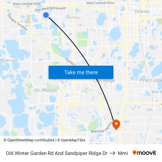 Old Winter Garden Rd And Sandpiper Ridge Dr to Mmi map