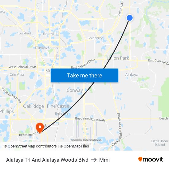 Alafaya Trl And Alafaya Woods Blvd to Mmi map