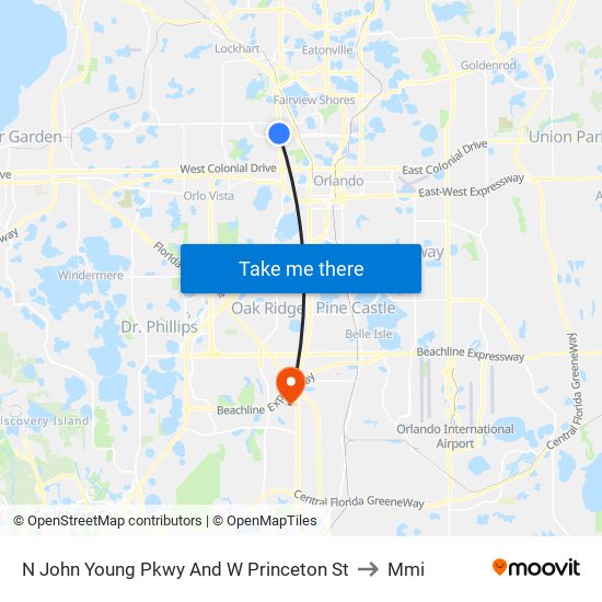 N John Young Pkwy And W Princeton St to Mmi map