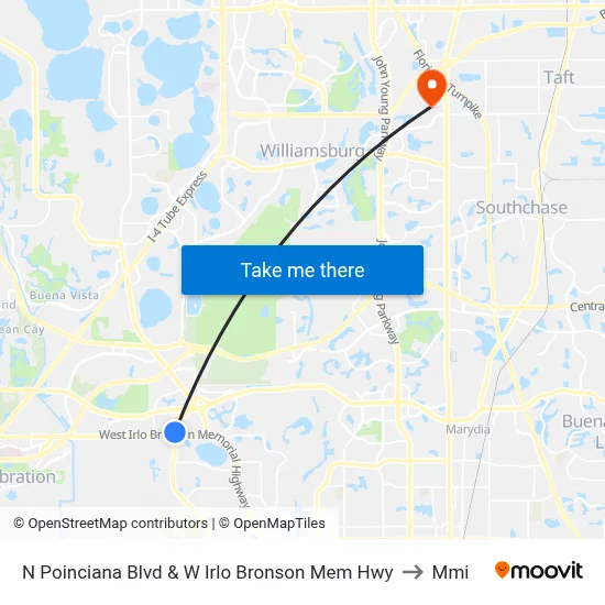 N Poinciana Blvd & W Irlo Bronson Mem Hwy to Mmi map