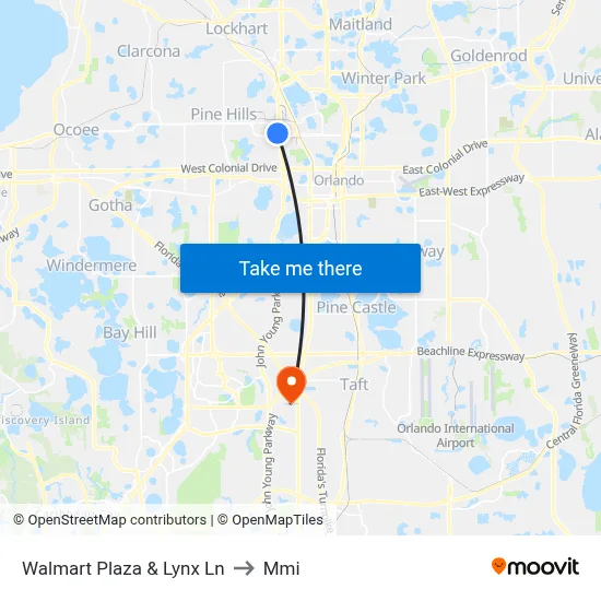Walmart Plaza & Lynx Ln to Mmi map
