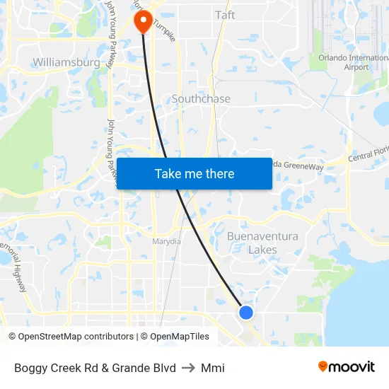Boggy Creek Rd & Grande Blvd to Mmi map