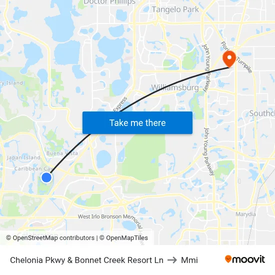 Chelonia Pkwy & Bonnet Creek Resort Ln to Mmi map