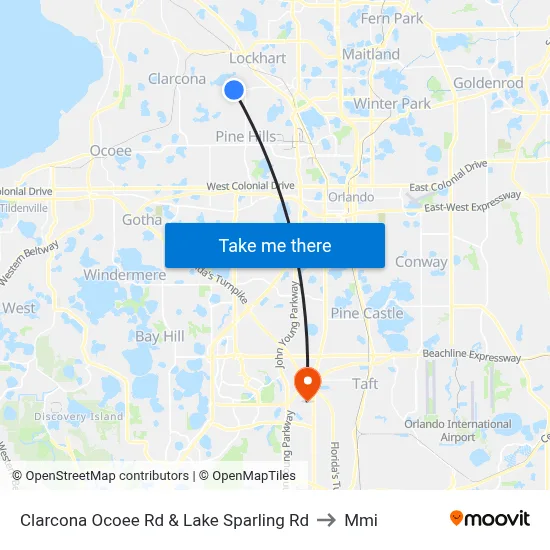Clarcona Ocoee Rd & Lake Sparling Rd to Mmi map