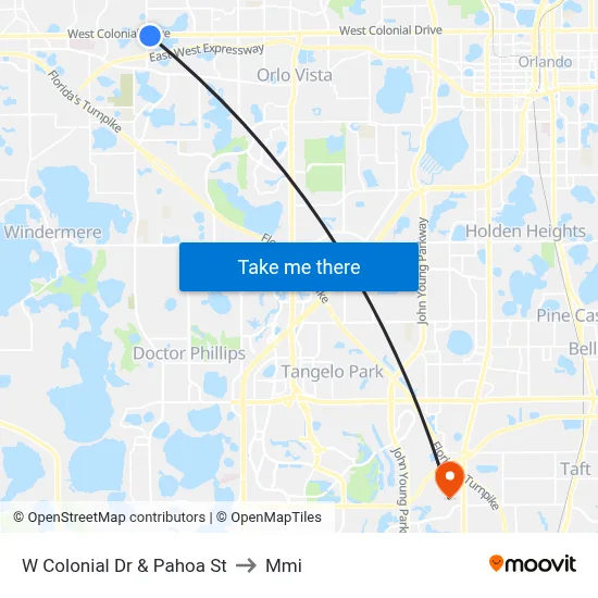 W Colonial Dr & Pahoa St to Mmi map