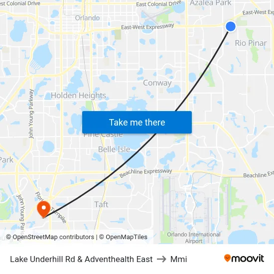 Lake Underhill Rd & Adventhealth East to Mmi map