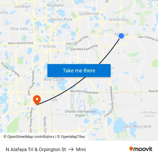 N Alafaya Trl & Orpington St to Mmi map