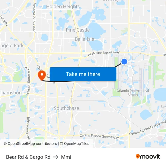 Bear Rd & Cargo Rd to Mmi map