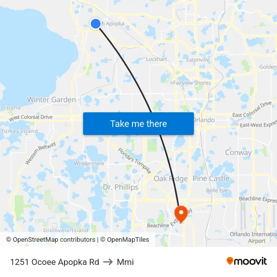 1251 Ocoee Apopka Rd to Mmi map