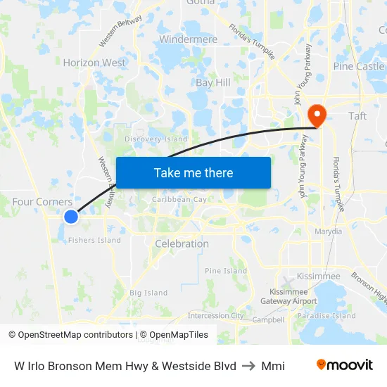 W Irlo Bronson Mem Hwy & Westside Blvd to Mmi map