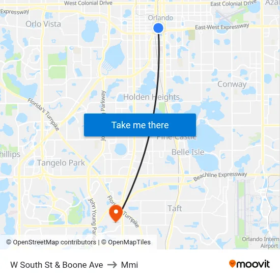 W South St & Boone Ave to Mmi map