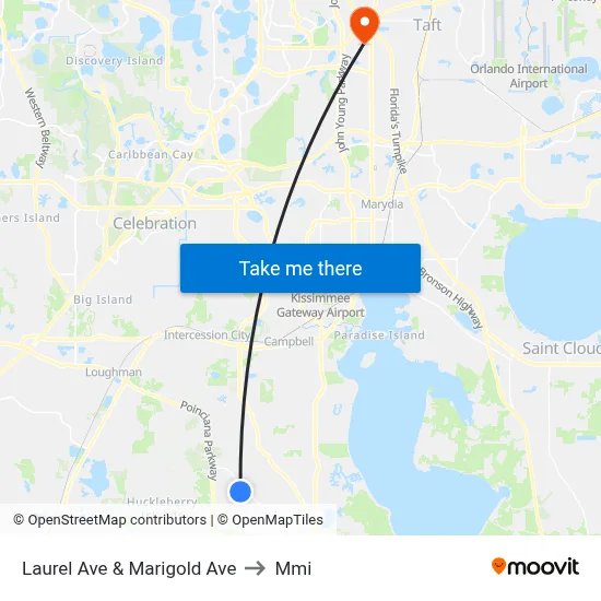 Laurel Ave & Marigold Ave to Mmi map