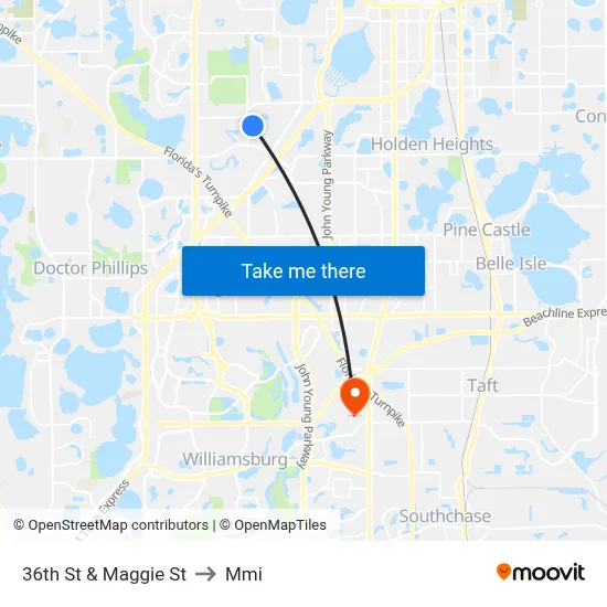 36th St & Maggie St to Mmi map
