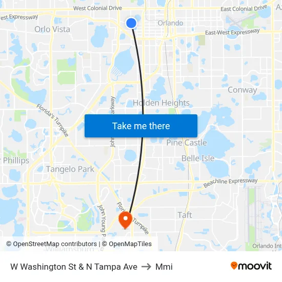 W Washington St & N Tampa Ave to Mmi map