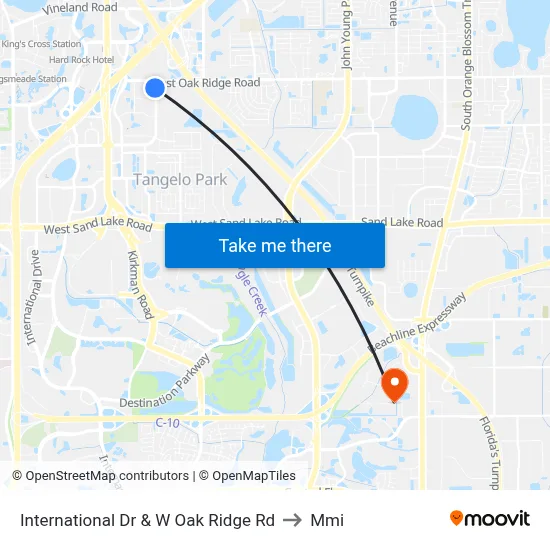 International Dr & W Oak Ridge Rd to Mmi map