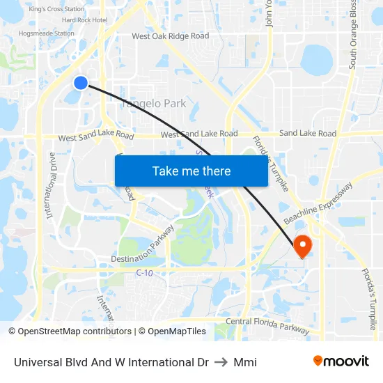 Universal Blvd And W International Dr to Mmi map
