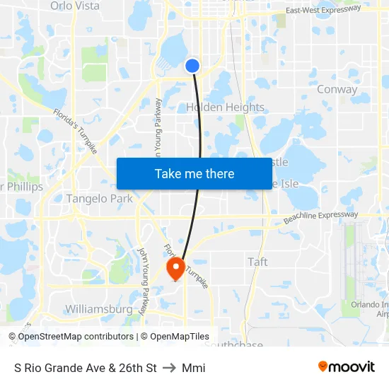 S Rio Grande Ave & 26th St to Mmi map
