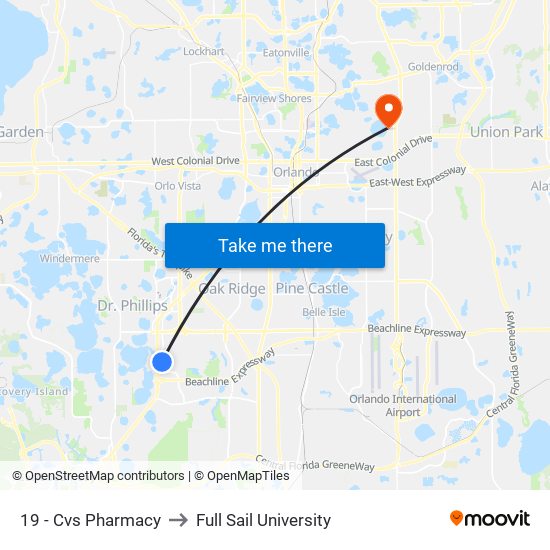 19 - Cvs Pharmacy to Full Sail University map