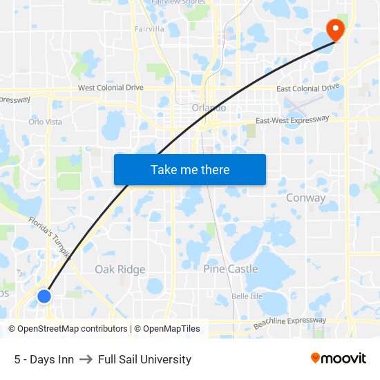 5 - Days Inn to Full Sail University map