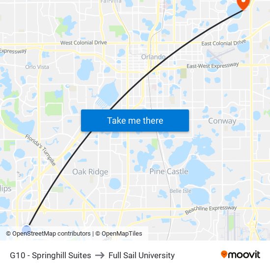 G10 - Springhill Suites to Full Sail University map