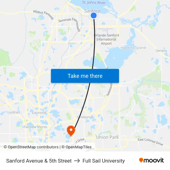 Sanford Avenue & 5th Street to Full Sail University map