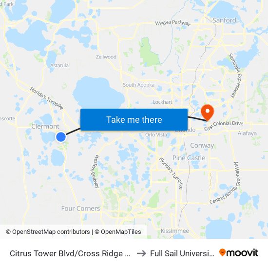 Citrus Tower Blvd/Cross Ridge Rd to Full Sail University map