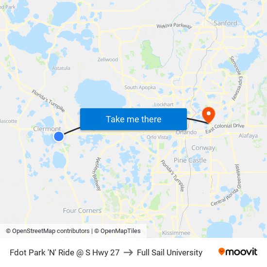 Fdot Park 'N' Ride @ S Hwy 27 to Full Sail University map