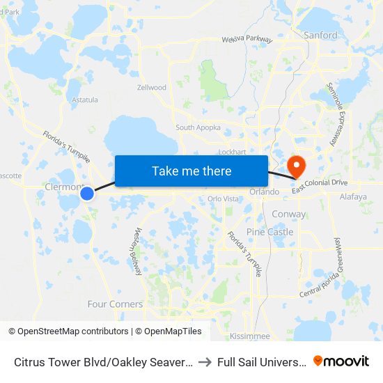 Citrus Tower Blvd/Oakley Seaver Dr to Full Sail University map