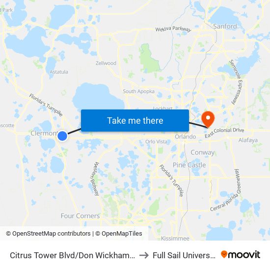 Citrus Tower Blvd/Don Wickham Dr to Full Sail University map