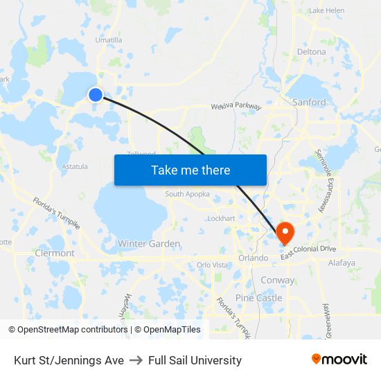 Kurt St/Jennings Ave to Full Sail University map