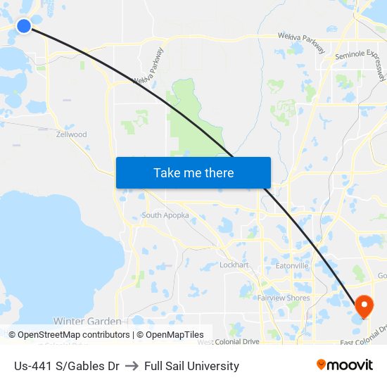 Us-441 S/Gables Dr to Full Sail University map