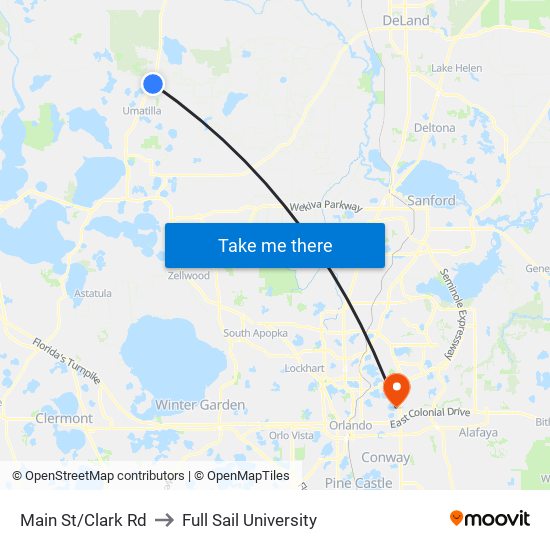 Main St/Clark Rd to Full Sail University map