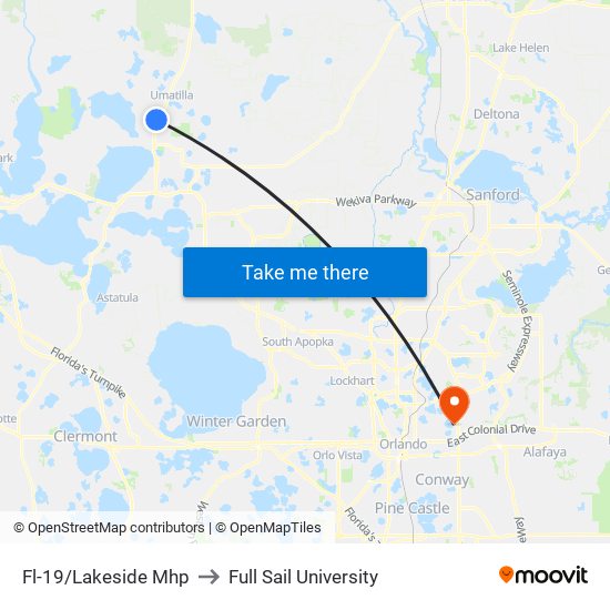 Fl-19/Lakeside Mhp to Full Sail University map